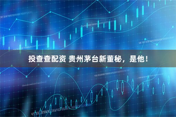 投查查配资 贵州茅台新董秘,是他!